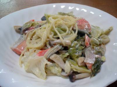 さけとキャベツのクリームパスタ
