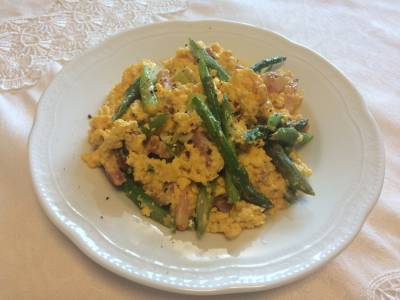 アスパラのマヨカルボナーラ