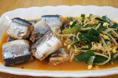 筒切りさんまの韓国風煮