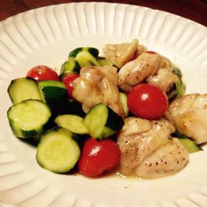 きゅうりと鶏肉の甘酢炒め