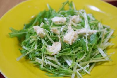 クリームチーズと水菜の柚子こしょうあえ