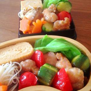 きゅうりと鶏肉の甘酢炒め