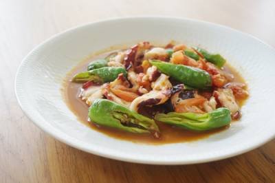 たことトマトのサッと炒め