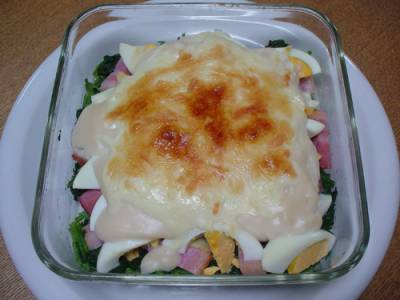 卵とほうれん草のグラタン