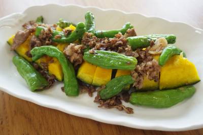 かぼちゃと牛肉のバターじょうゆ