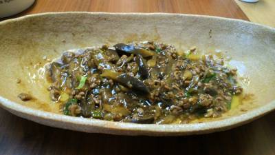 なすとひき肉の激辛炒め