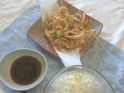 そら豆と帆立てのかき揚げ