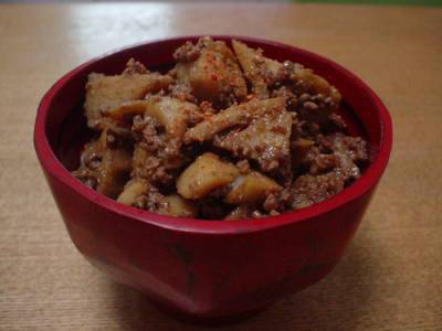 れんこんとひき肉のみそ炒め