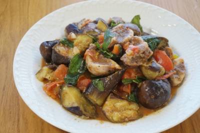 かじきとトマトの炒め物