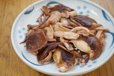 しいたけといかのバター炒め