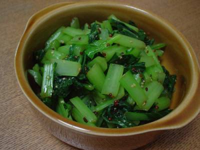 青菜の粒マスタード醤油和え