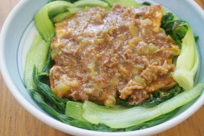 焼き豆腐のひき肉あんかけ