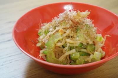 切り干し大根とにがうりの土佐あえ
