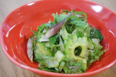 ゴーヤーとみょうがと青じその梅酢じょうゆがけ