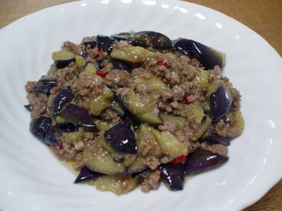 なすとひき肉のピリ辛炒め