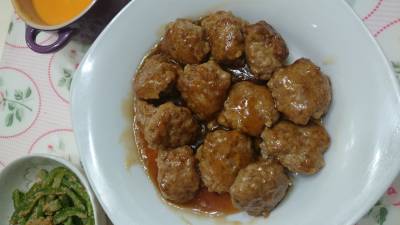 肉だんごの甘酢あんかけ