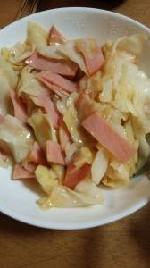 ハムとキャベツの甘酢炒め