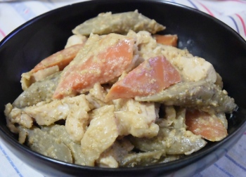 ゴボウと鶏肉のごまみそマヨ和え