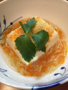 豆腐と帆立てのしょうがあんかけ