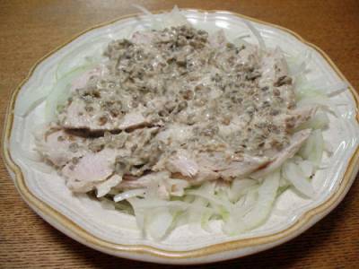 蒸し鶏の山椒マヨネーズ