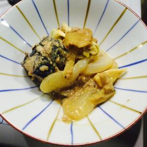 さば缶とねぎのみそ煮