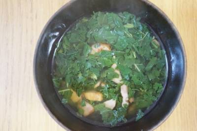 モロヘイヤと木綿豆腐のスープ