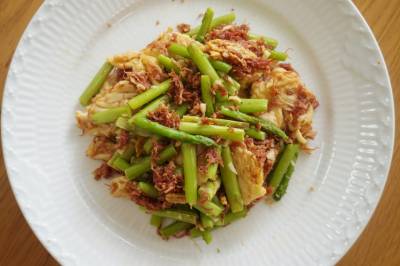 アスパラの麩（ふ）チャンプルー