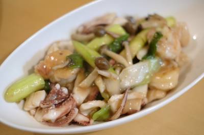 いかとえびの塩味いため