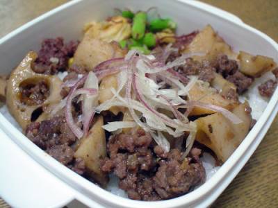 豚ひき肉とれんこんのきんぴら風