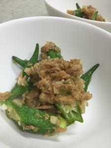 オクラのツナマスタードあえ