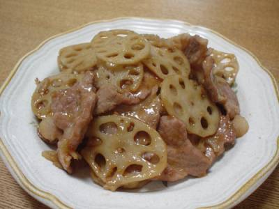 れんこんと豚肉のとろみしょうが焼き