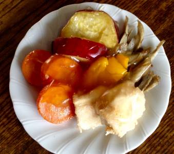 揚げさつまいもと根菜の甘酢あん