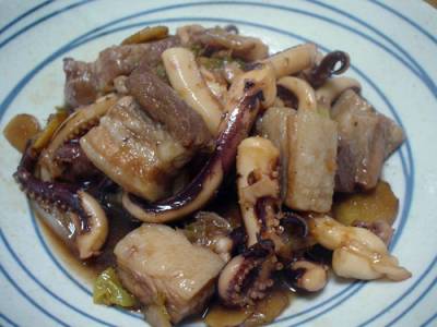 いかと豚肉の煮物