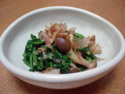 クレソンとしめじのおひたし