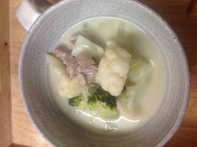 鶏むね肉とカリフラワーのクリーム煮
