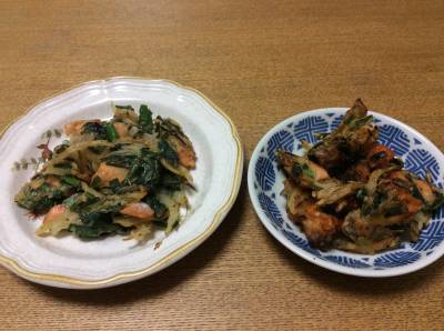 さけとにらの落とし揚げ