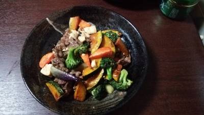 なすと牛肉のオイスター炒め