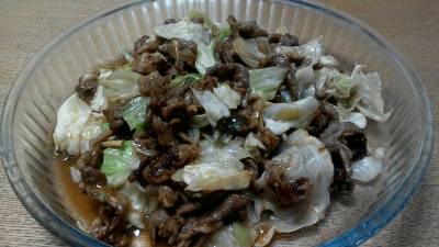 キャベツと牛肉のピリ辛レンジ蒸し