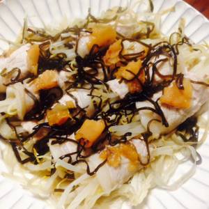 肉巻きもやしの梅昆布蒸し