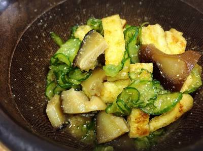 お揚げときゅうりのごま酢あえ