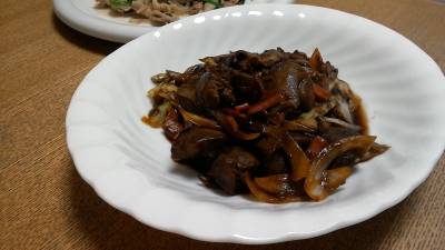 レバーと野菜のプルコギ風