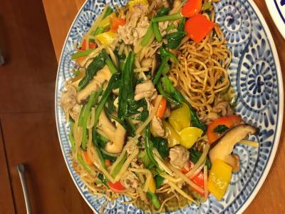 豚肉と小松菜のあんかけ焼きそば