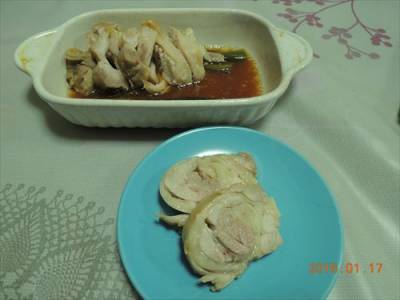 鶏ロール蒸しレモンジンジャーソース