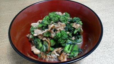 菜の花と牛肉の中国風炒め