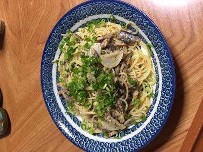 オイルサーディンの和風スパゲッティ