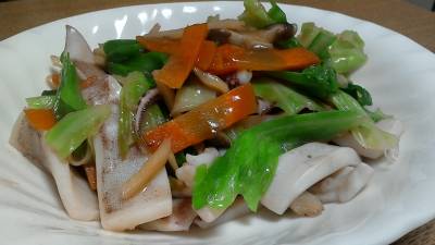 酒塩いかの五目炒め