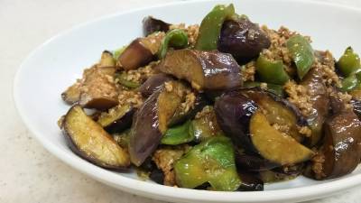 なすとひき肉のピリ辛炒め