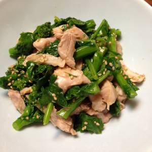 蒸し鶏と菜の花のあえ物