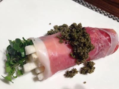 長芋のスモークサーモン巻き