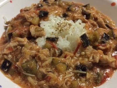 なすときのこのあんかけご飯